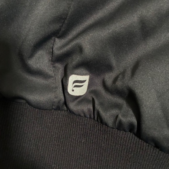 Fabletics Womens Black Full Zip Bomber Jacket Large Satin Finish Activewear - Picture 6 of 7